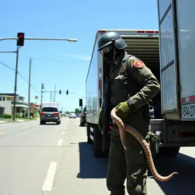 Guarda Metropolitana de Palmas resgata cascavel encontrada dentro de caminhão durante descarregamento Guarda Metropolitana de Palmas
